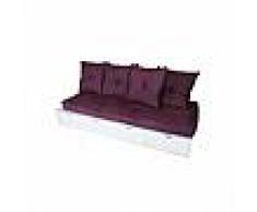 Cube Abc meubles - banquette cube 200 cm + futon + coussins prune blanc