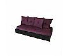 Cube Abc meubles - banquette cube 200 cm + futon + coussins prune noir