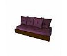 Cube Abc meubles - banquette cube 200 cm + futon + coussins prune wengé