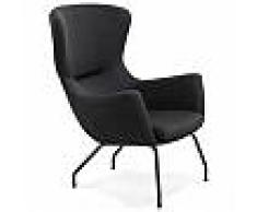 alter ego Fauteuil à oreilles 'MAVRIK' en tissu noir