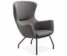 alter ego Fauteuil à oreilles 'MAVRIK' en tissu gris clair