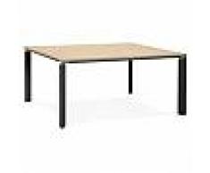 alter ego Table de réunion / bureau bench 'XLINE SQUARE' en bois finition naturelle et métal noir - 160x160 cm