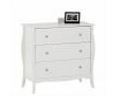 IDIMEX Commode ANTOINETTE au style baroque, en pin massif, lasuré blanc