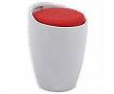 IDIMEX Tabouret coffre de rangement DANIEL, blanc/rouge