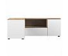 miliboo com Meuble TV d'angle design bois et gris béton QUADRA