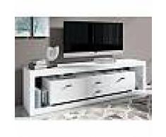mobistoxx Meuble tv-hifi haut FANCY 2 portes 2 tiroirs blanc sans led