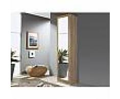 mobistoxx Armoire d?angle SAMASSA 1 porte miroir chêne sonoma/blanc brillant