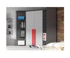 Mobistoxx Armoire d'angle PLAYMOB 2 portes gris/rouge