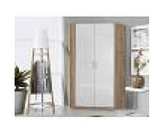 Mobistoxx Armoire d’angle SAMASSA 2 portes chêne sonoma/blanc brillant