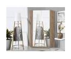 Mobistoxx Armoire d’angle SAMASSA 2 portes miroir chêne sonoma/blanc brillant