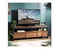 so inside Meuble TV design industriel teck et métal 160x40cm Tinesixe