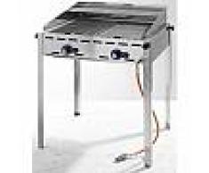 hendi Barbecue Green Fire - 1 bruleur - plaque en fonte émaillée et grille gastronorme 1/1 - 442x612x(H)825