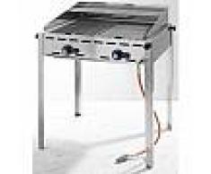 hendi Barbecue Green Fire - 4 bruleurs - plaque en fonte émaillée et grille gastronorme 1/1 - 1400x612x(H)825