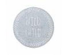 Lytte Tapis pour enfants Inka Wild Child Bleu clair ø 150 cm rond - Tapis pour chambre d'enfants/bébé