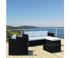 Promo - Salon de jardin en résine tressée noire - 5 personnes