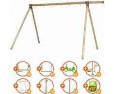 Promo - Portique bois évolutif TRIGANO 2,50 m. 5 enfants - 9 agrès inclus