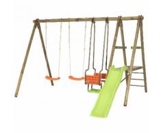 Promo - Portique en bois BANJI Trigano 2,30 m. + toboggan 5 enfants