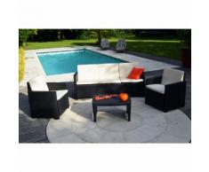 Salon de jardin Stromboli en résine tressée gris anthracite - 5 personnes