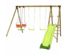 Portique en bois PUNJI Trigano 2,30 m. + toboggan 5 enfants