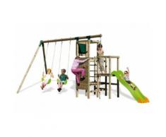 Promo - PORTIQUE BOIS KANGA AVEC TOBOGGAN TRIGANO 7 ENFANTS.