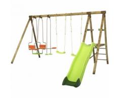 Portique en bois TALVI Trigano 2,30 m. + toboggan 7 enfants