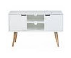 Enfilade style scandinave 2 portes 2 niches en bois blanc