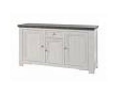 Mayfer Enfilade moderne coloris blanc et anthracite à 3 portes et un tiroir avec éclairage