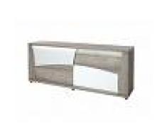 Orbegozo Enfilade contemporaine de couleur chêne cérusé et blanc avec 2 portes coulissantes et système d'éclairage