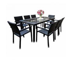 salon de jardin 8 fauteuils en poly rotin table 192 cm
