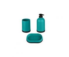 Set de 3 accessoires de salle de bain "strip" turquoise