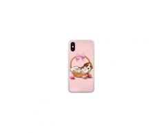 Coque iphone x et xs chien dog panier noeud papillon macarons - maryline cazenave