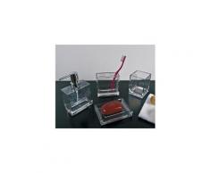 Set accessoires salle de bain gobelet salle de bain cristal - 10 x 7,5 x 7,5cm - transparent