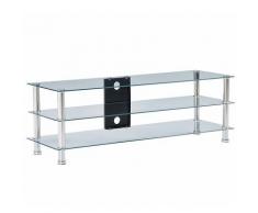 Meuble télé buffet tv télévision design pratique transparent 120 cm verre trempé - Transparent