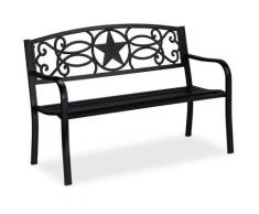 Relaxdays - Banc de jardin, motifs étoile, 2 sièges, protection anti rouille, banc en acier HxlxP: