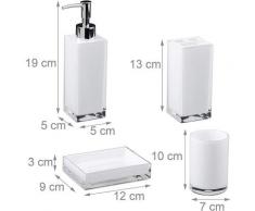 Accessoires salle de bain set 4 pièces distributeur savon gobelet brosse à dent porte savon
