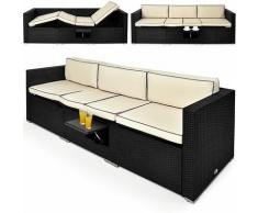 Casaria - Salon de jardin Lounge - Divan de jardin table réglable Transat en polyrotin