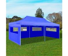 Tente de réception pliable bleue 3 x 6 m