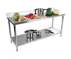 Table De Travail Adossee Plan Travail Etagere Professionnel Cuisines Inox 200X60
