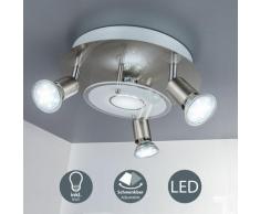 Plafonnier LED luminaire plafond rond métal verre éclairage plafond salon 3 spots GU10