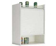 Les Tendances - Meuble de rangement haut à rideau 3 niches blanc Lohan