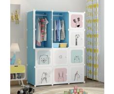 Xichao - Armoire Meuble de Rangement 12 Cubes Pour Enfants - Bleu