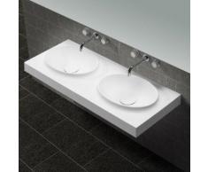 Lavabo Suspendu Double Vasque Moulées - Solid surface Blanc Mat - 120x50 cm - Origin