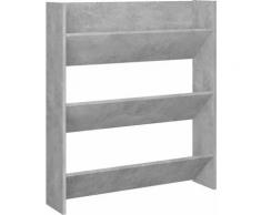 Armoire à chaussures murale Gris béton 80x18x90 cm Aggloméré