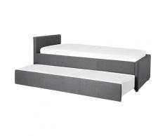 Lit gigogne en tissu gris foncé 90 x 200 cm MARMANDE