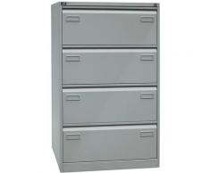 Bisley Classeur pour dossiers suspendus LIGHT, à 2 rangées, 4 tiroirs, format A4, argent | CDF4355