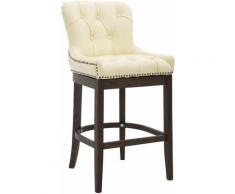 Tabouret de bar Buckingham cuir véritable antique-foncé beige