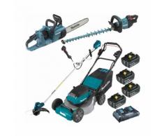 Pack Makita Jardin: tondeuse autractée 36V 53cm DLM532 + coupe herbes 30cm DUR187U + taille haie