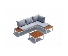 Lolea - Salon de jardin aluminium et acier Blanc & Gris