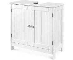 Meuble sous lavabo en Bois, Meuble de Rangement sur Pied avec 2 portes et 2 étagères réglables à