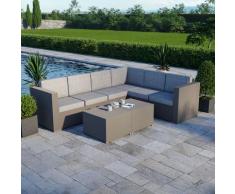 Salon de jardin design en imitation résine tressée- Gris - 6 places - RUMBA - Gris